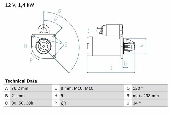 BOSCH Starter 12V für BMW 12411740374 12412344247 12411740379 0 986 026 220