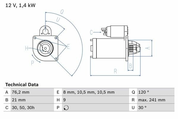 BOSCH Starter 12V für BMW 12411726463 12411739273 12411740378 0 986 014 900