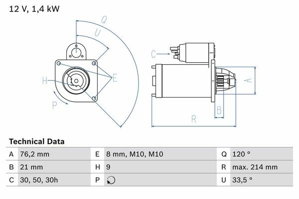 BOSCH Starter 12V für BMW 12417515390 12411740375 12417515391 0 986 017 110