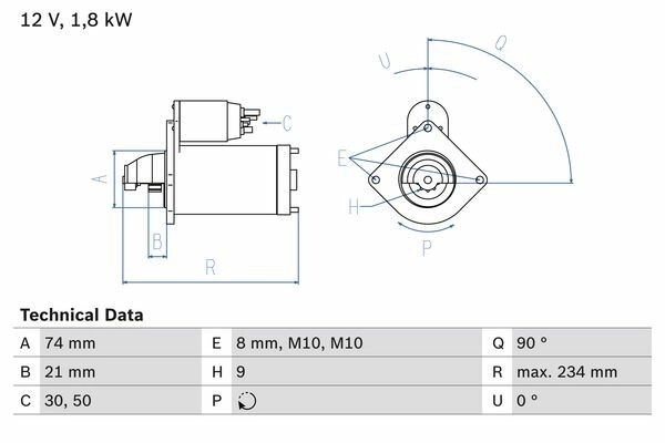 BOSCH Starter 12V für STEYR BMW 12417796892 7794952 12417794952 0 986 021 230