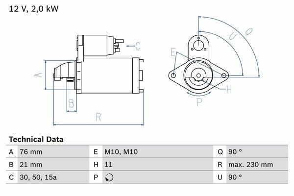 BOSCH Starter 12V für BMW 12417788682 12412344232 12417788680 0 986 022 880