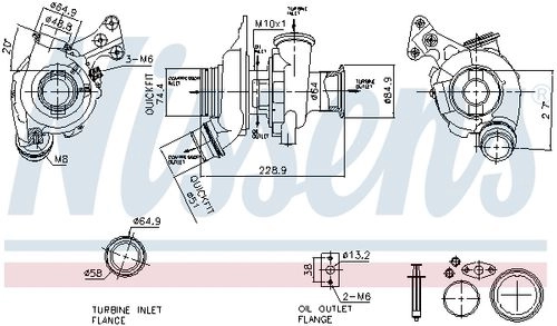 NISSENS Lader, Aufladung mit Dichtungen für BMW 11658570082 11658570083 8570083 93323