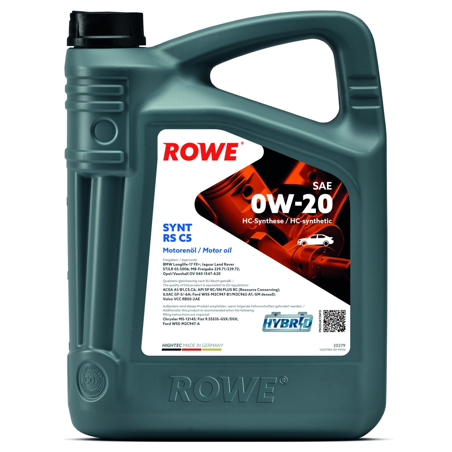 ROWE HIGHTEC SYNT RS C5 SAE 0W-20 5l Motoröl Teilsynthetiköl  20379-0050-99