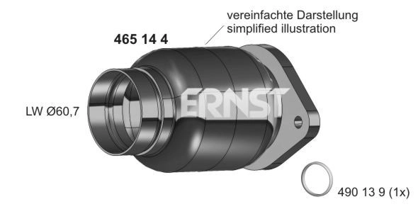 ERNST Reparaturrohr, Katalysator  60,7mm für BMW 18307568057 18307567691 18307601560 465144