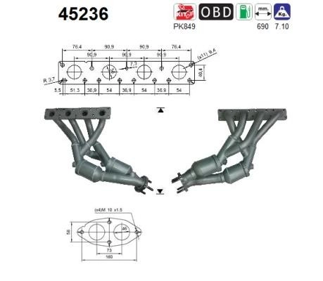 AS Katalysator  für BMW 18407506559 45236