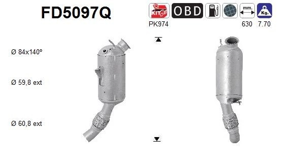 AS Ruß-/Partikelfilter, Abgasanlage  für BMW 18307823349 FD5097Q