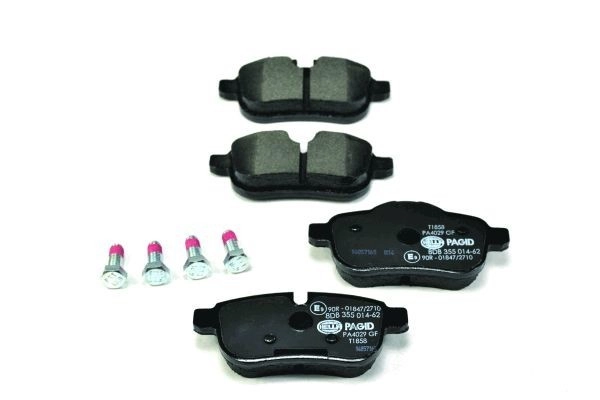HELLA PAGID Bremsbelagsatz, Scheibenbremse hinten rechts links  für BMW 34216788275 6788275 6797861 8DB 355 014-621