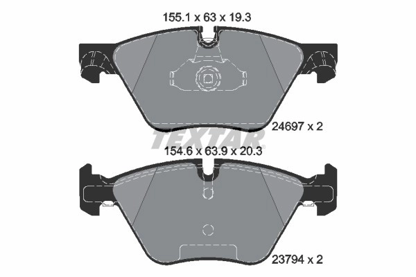 TEXTAR Bremsbelagsatz, Scheibenbremse vorne rechts links  für BMW (BRILLIANCE) 3411685804701 3411685804702 5804702 2469701