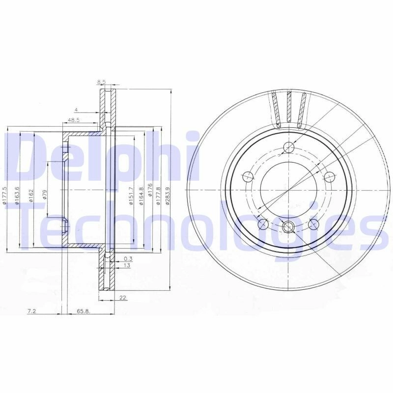 DELPHI Bremsscheibe vorne rechts links belüftet 284mm für BMW 34116764629 34116854996 34116792215 BG3899C