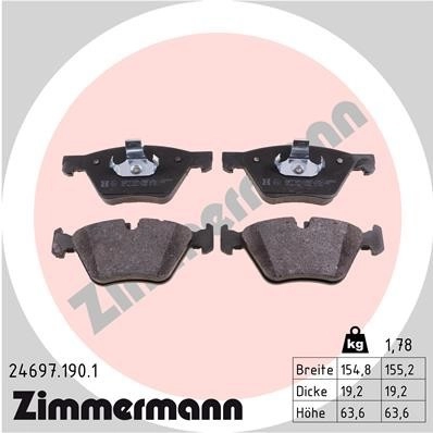 ZIMMERMANN Bremsbelagsatz, Scheibenbremse vorne rechts links Foto entspricht Lieferumfang für BMW (BRILLIANCE) 34116798190 34116856591 34116860242 246
