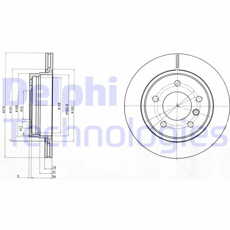 DELPHI Bremsscheibe hinten rechts links belüftet 276mm für BMW 34211165211 34211162315 3421686490 BG3041C