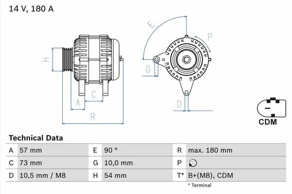 BOSCH Generator 14V 180A für BMW 12317802261 12317802619 0 986 082 200