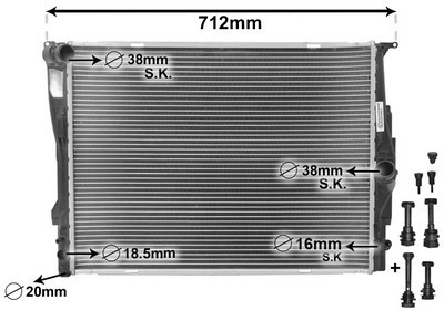 VAN WEZEL Kühler, Motorkühlung mit Zubehör für BMW 7559273 17112283468 17117559273 06002303