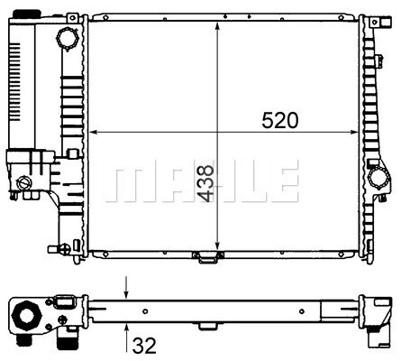 MAHLE Kühler, Motorkühlung  für BMW 17101728769 17111719306 1469177 CR 280 000S