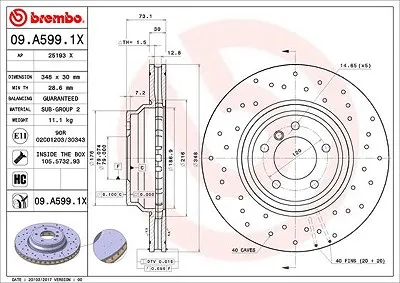 BREMBO Bremsscheiben BMW 09.A599.1X 34116770729,34116855000 Scheibenbremsen,Bremsscheibe