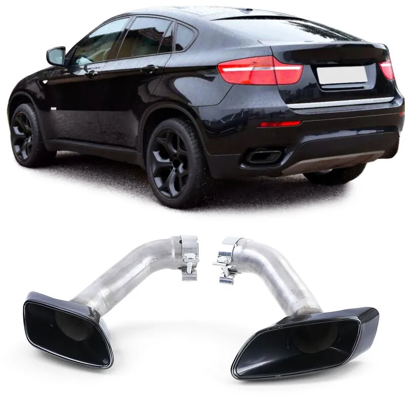 Tenzo-r - Auspuff Endrohr Blenden Sport Optik Edelstahl Schwarz BMW X6 E71 11-14