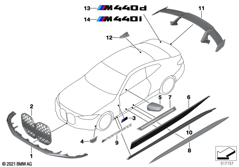 BMW Frontziergitter Carbon 4er G22 G23