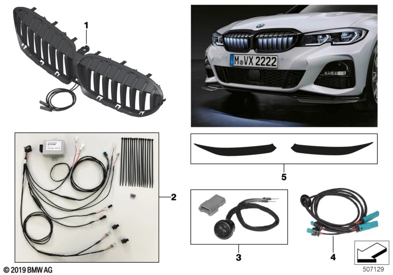 BMW Diffusorfolie matt schwarz für Nierenrahmen in Schwarz 3er G2