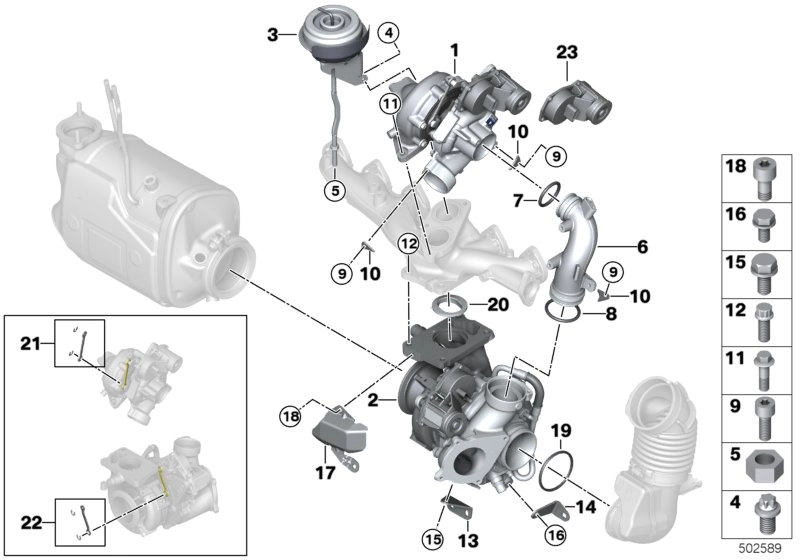 BMW Abstützung Abgasturbolader 11658570246 - Bildposition 14