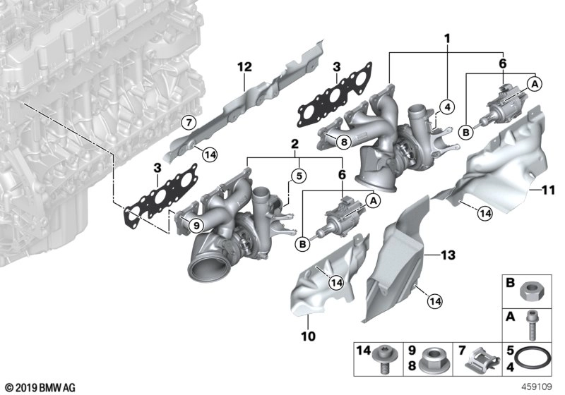BMW Abgasturbolader mit Abgaskrümmer F80 F82 F83 F87N 11657849650