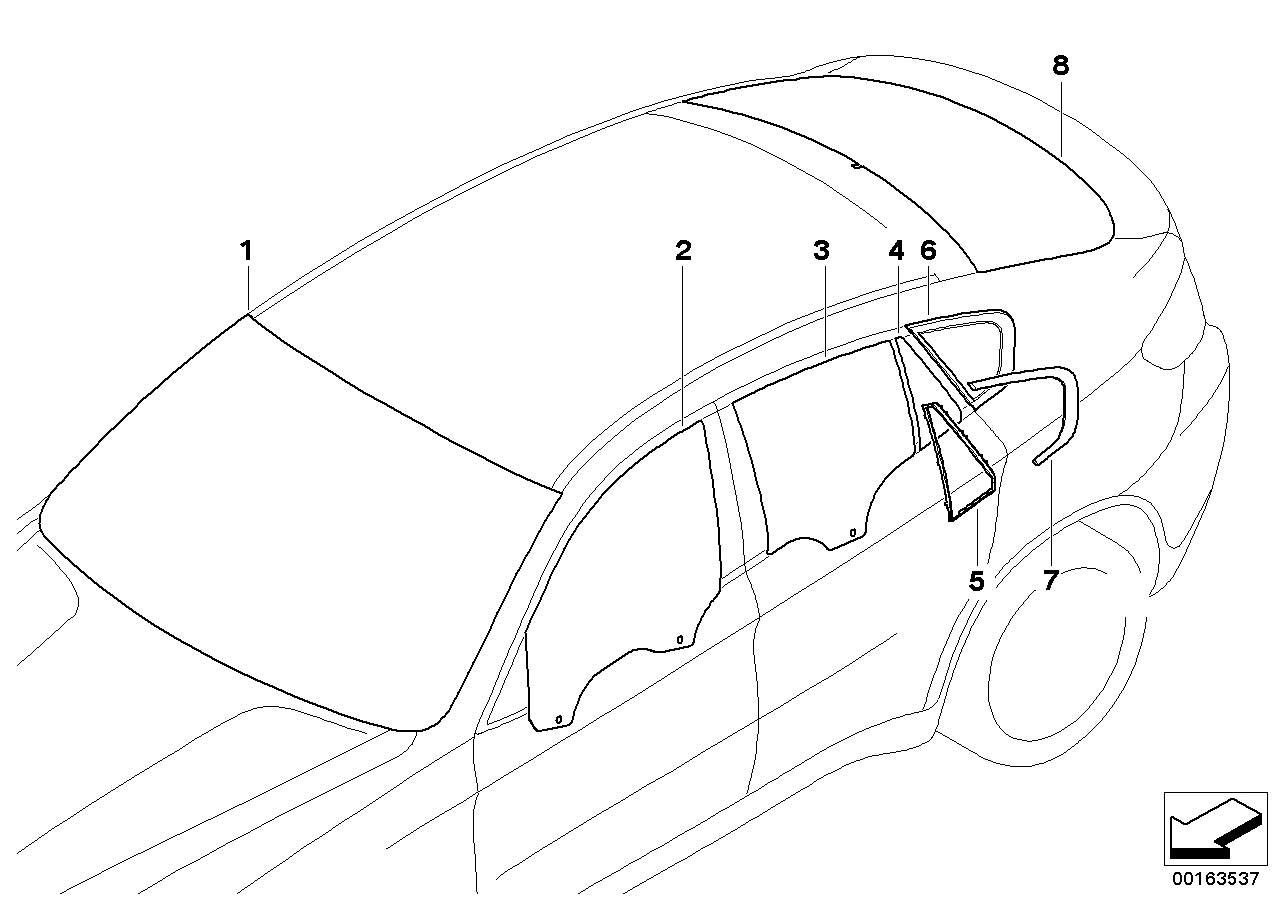 BMW Heckscheibe grün mit Antenne 51317195331 - Bildposition 08