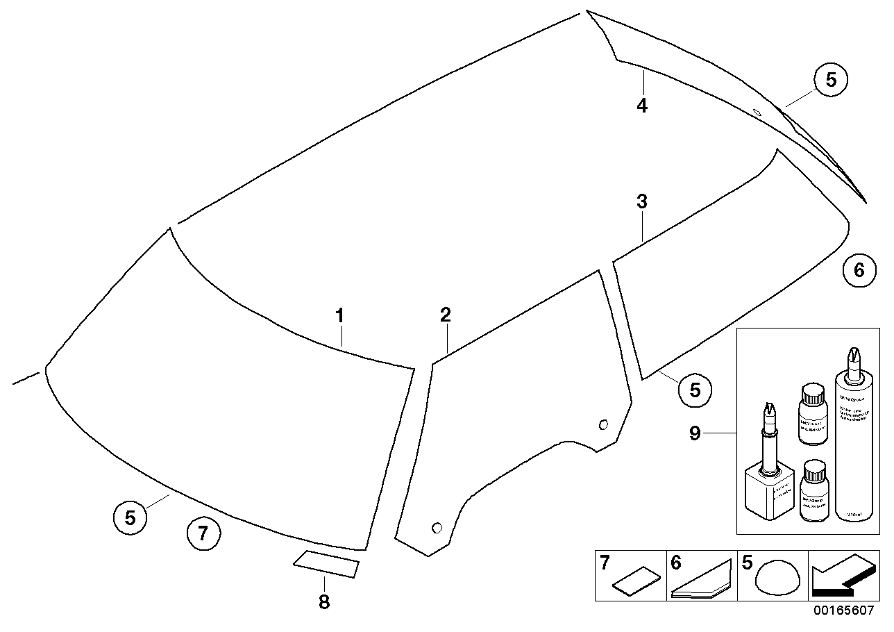 BMW Heckscheibe schwarz 51317183250 - Bildposition 04