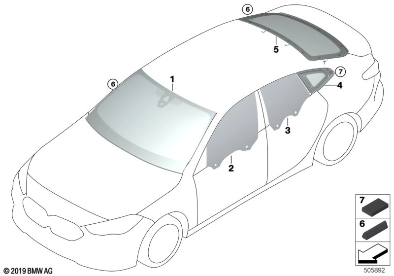 BMW Heckscheibe grün F44 51317477429