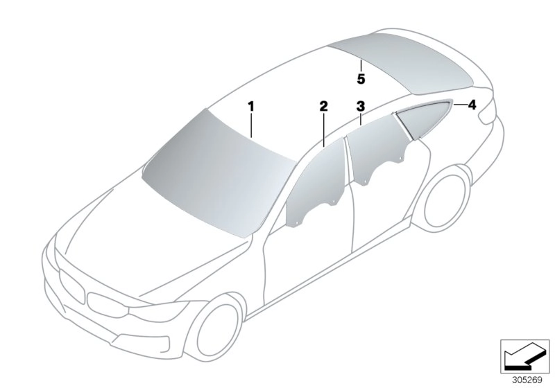 BMW Heckscheibe Sonnenschutzglas F36 51317314614