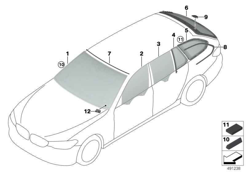 BMW Heckscheibe grün G31 51317411929
