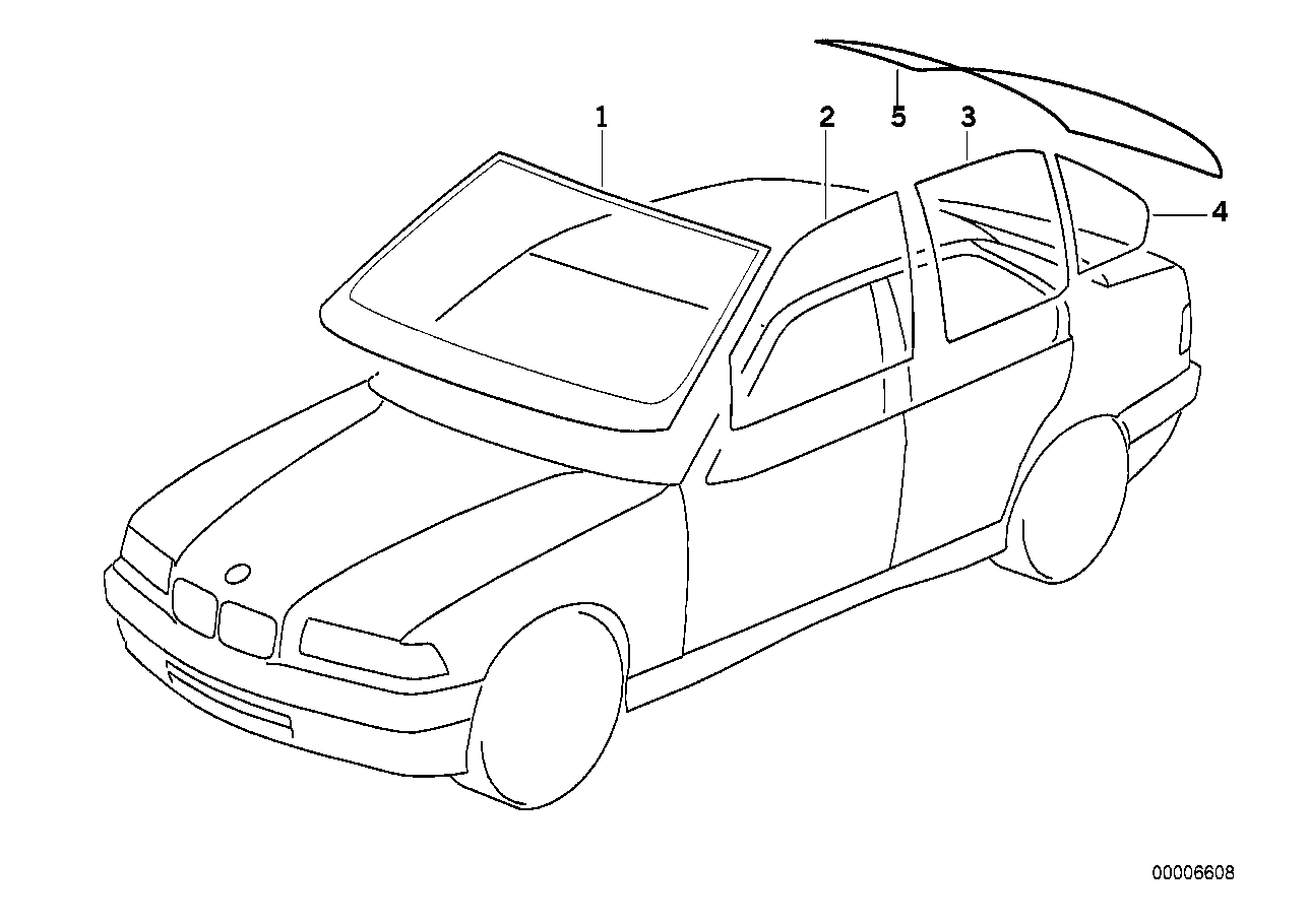 BMW Heckscheibe E36 51312484448