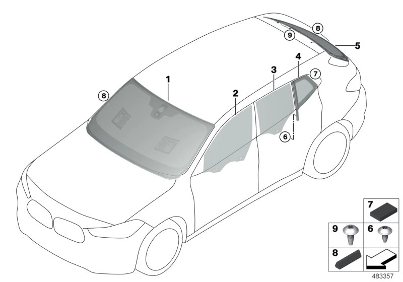 BMW Heckscheibe Sonnenschutzglas F39 51317423860 - Bildposition 0