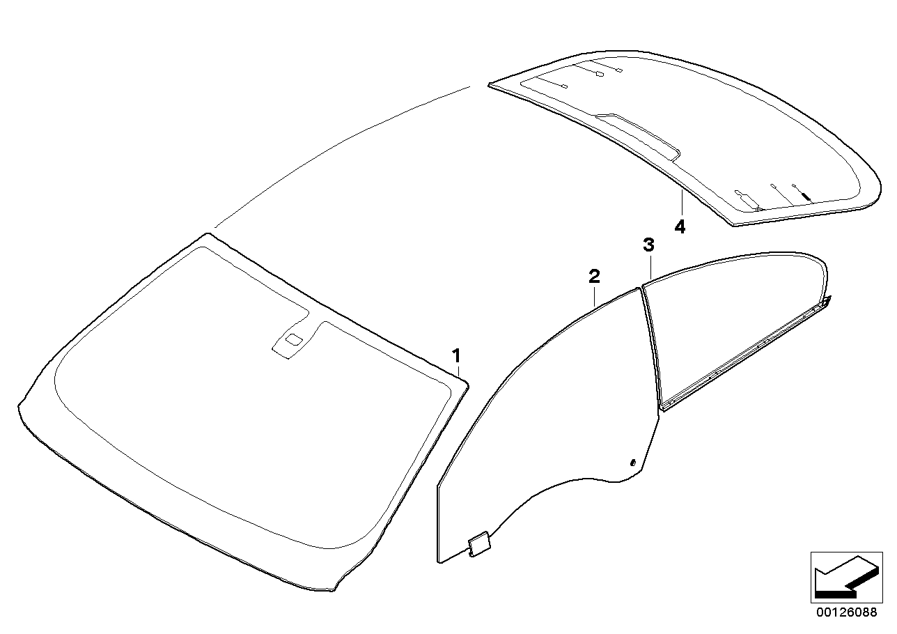 BMW Heckscheibe grün mit Antenne E63 51317120089