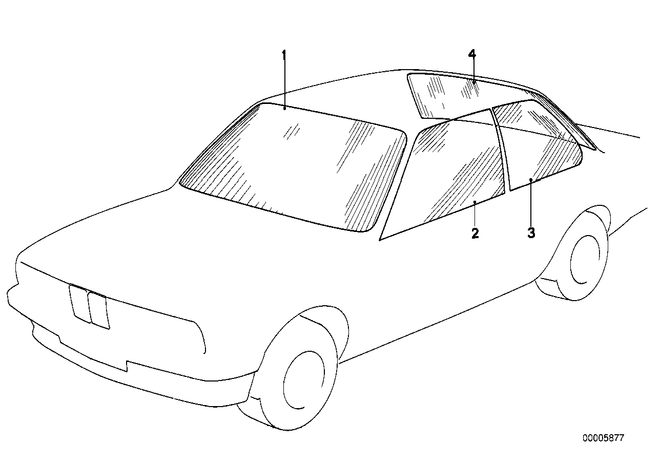 BMW Heckscheibe grün E30 51318106579