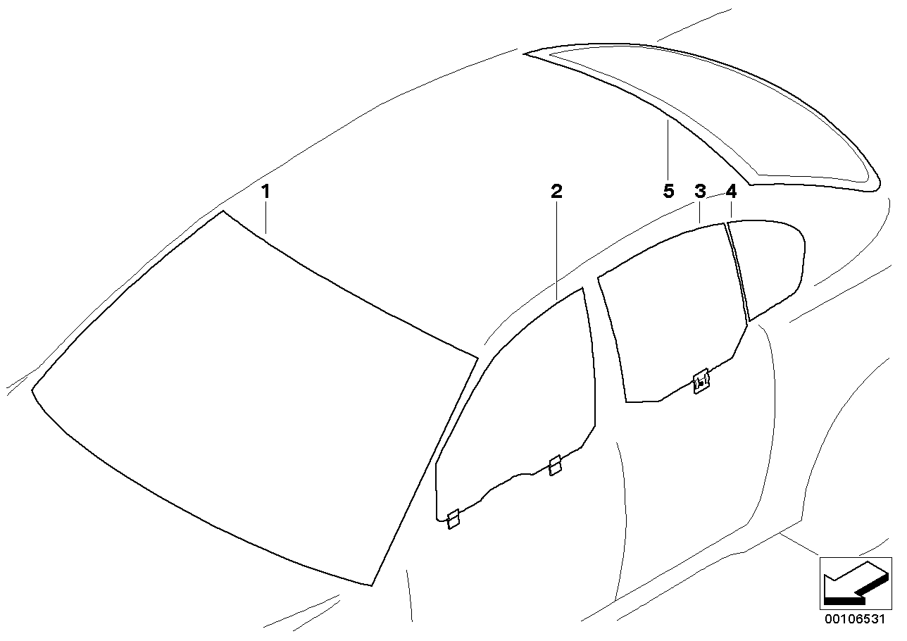 BMW Heckscheibe grün E60 51317057412