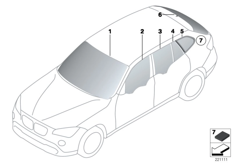 BMW Heckscheibe schwarz E84 51312990141