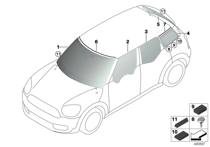 BMW Frontscheibe grün 51317380735