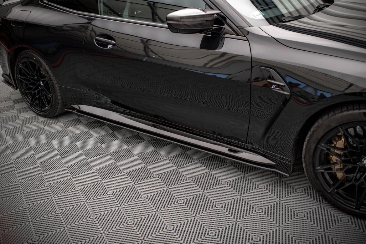 Seitenschweller Ansatz (Paar) passend für BMW M4 G82 roter Kern