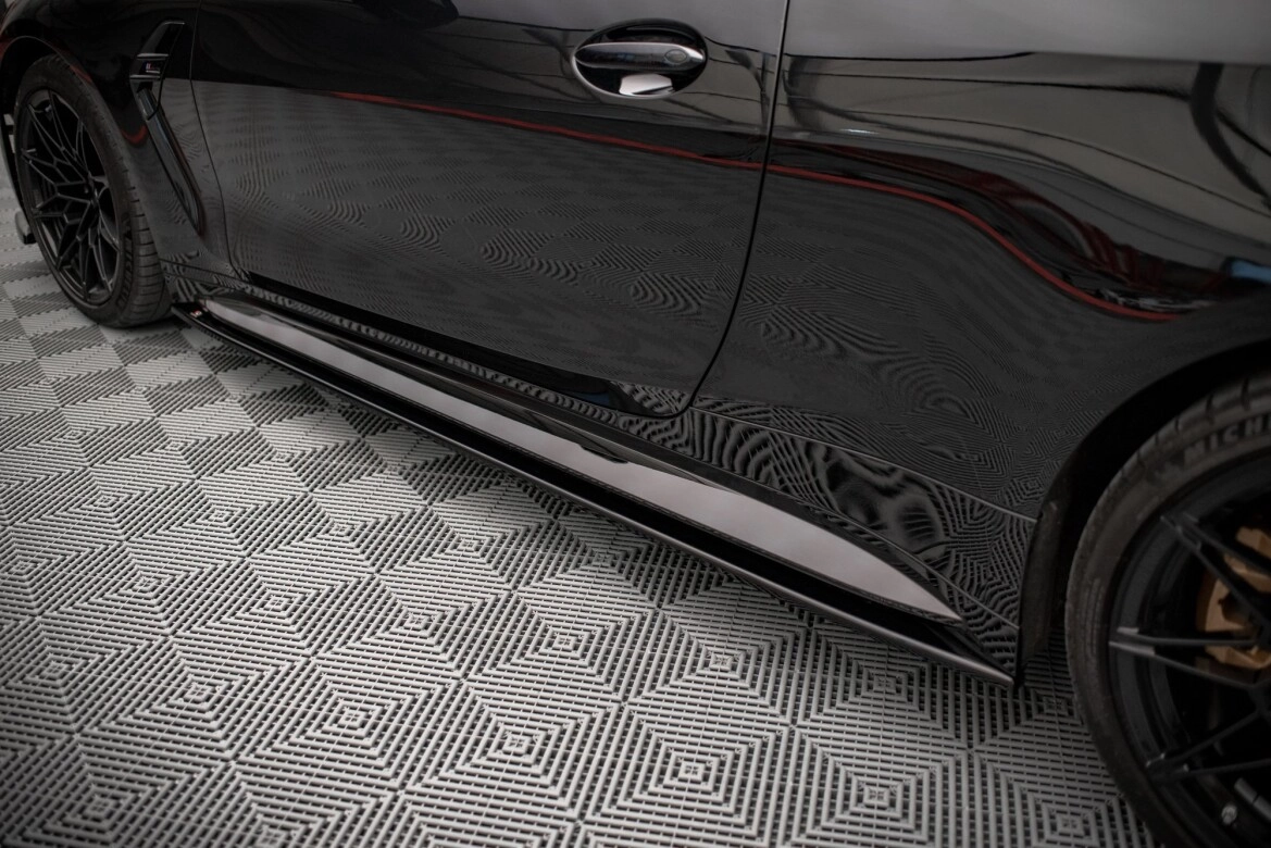 Seitenschweller Ansatz (Paar) V.2 passend für BMW M4 G82 / G82 FL schwarz Hochglanz