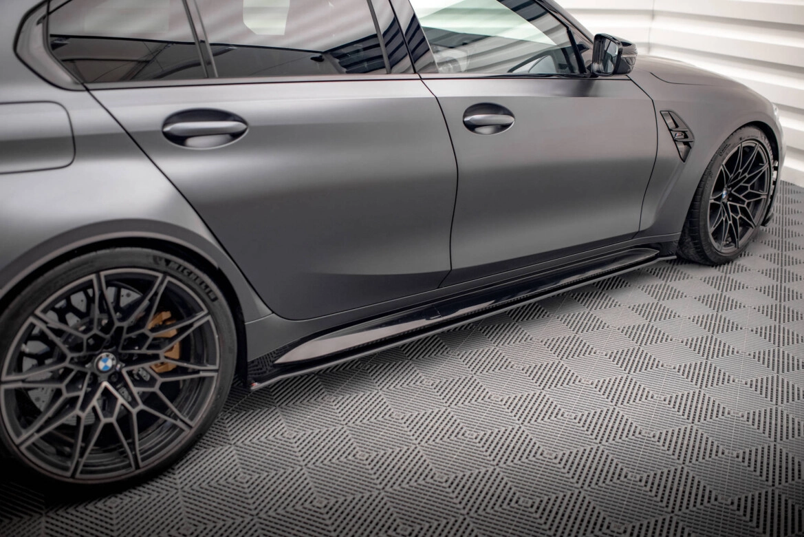 Seitenschweller Ansatz (Paar) passend für BMW M3 Limousine / Touring G80 / G81 schwarz matt