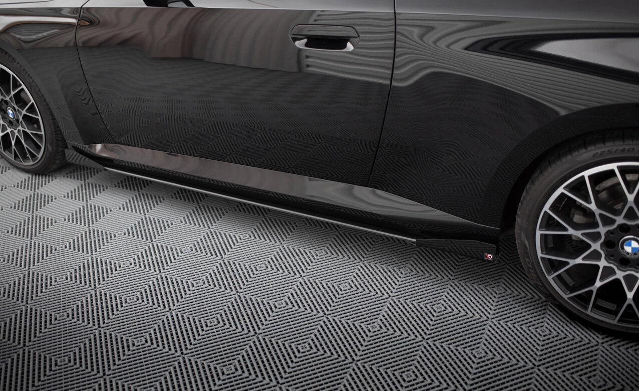 Seitenschweller Ansatz (Paar) + Flaps passend für BMW 2 Coupe G42 schwarz Hochglanz