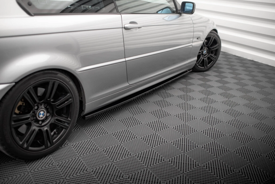 Seitenschweller Ansatz (Paar) passend für BMW 3er Coupe E46 schwarz Hochglanz