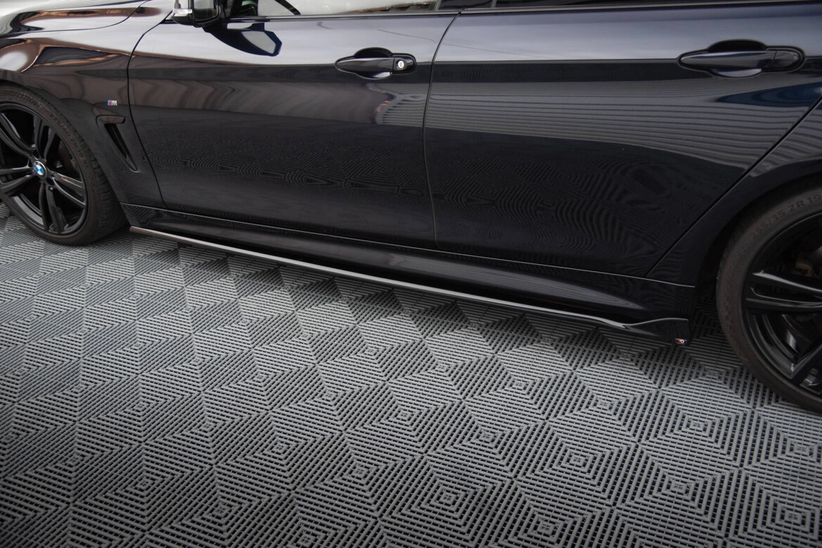Seitenschweller Ansatz (Paar) V.3 passend für BMW 4er Coupe / Gran Coupe / Cabrio M-Paket F32 / F36 / F33 schwarz Hochglanz