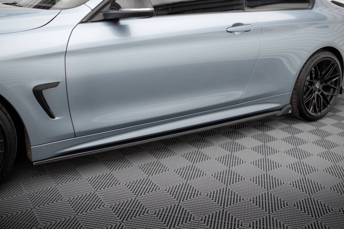 Seitenschweller Ansatz (Paar) V.2 passend für BMW 4er Coupe / Gran Coupe / Cabrio M-Paket F32 / F36 / F33 schwarz Hochglanz