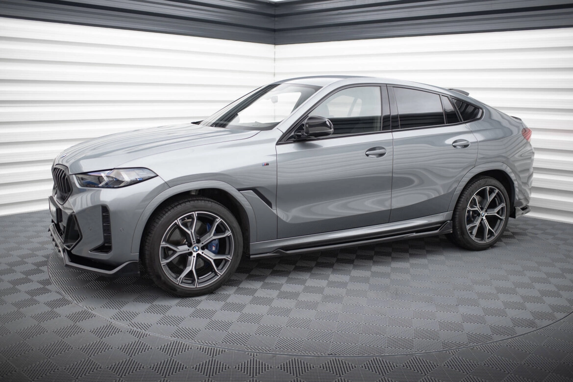 Seitenschweller Ansatz (Paar) V.2 passend für BMW X6 M-Paket G06 FL schwarz Hochglanz
