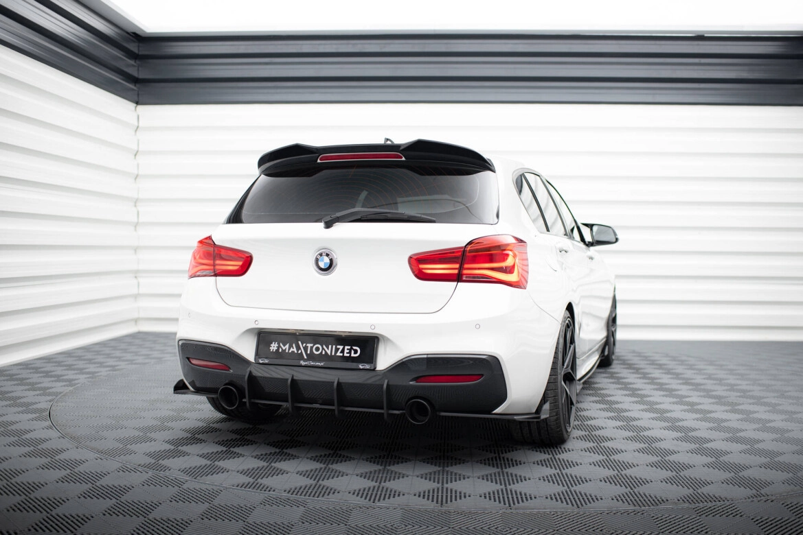 Diffusor Flaps V.2 passend für BMW 1er F20 M-Paket FL / M140i roter Kern + Hochglanz Flaps