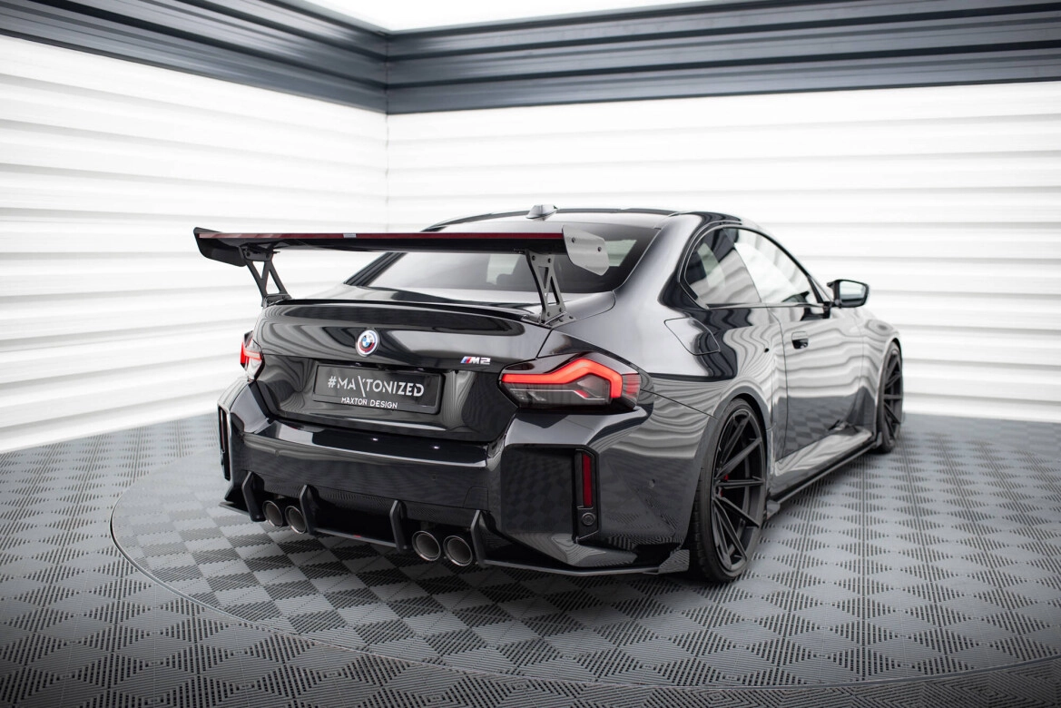 Heckansatz Diffusor passend für BMW M2 G87 schwarz-rot