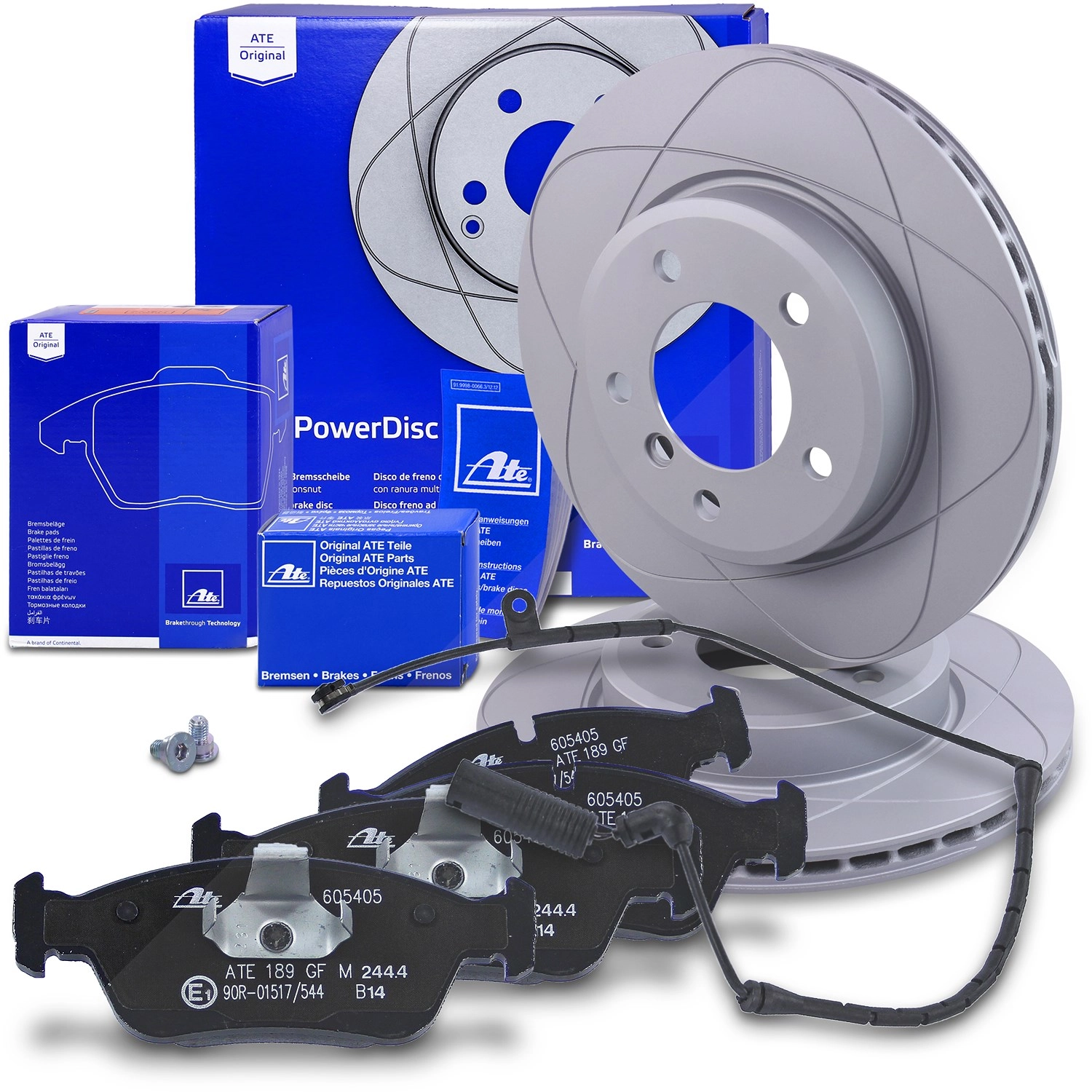 ATE Ate POWERDISC Bremsscheiben +Bremsbeläge +Warnkontakte vorne [Hersteller-Nr. 10696259] für BMW - Bild 1