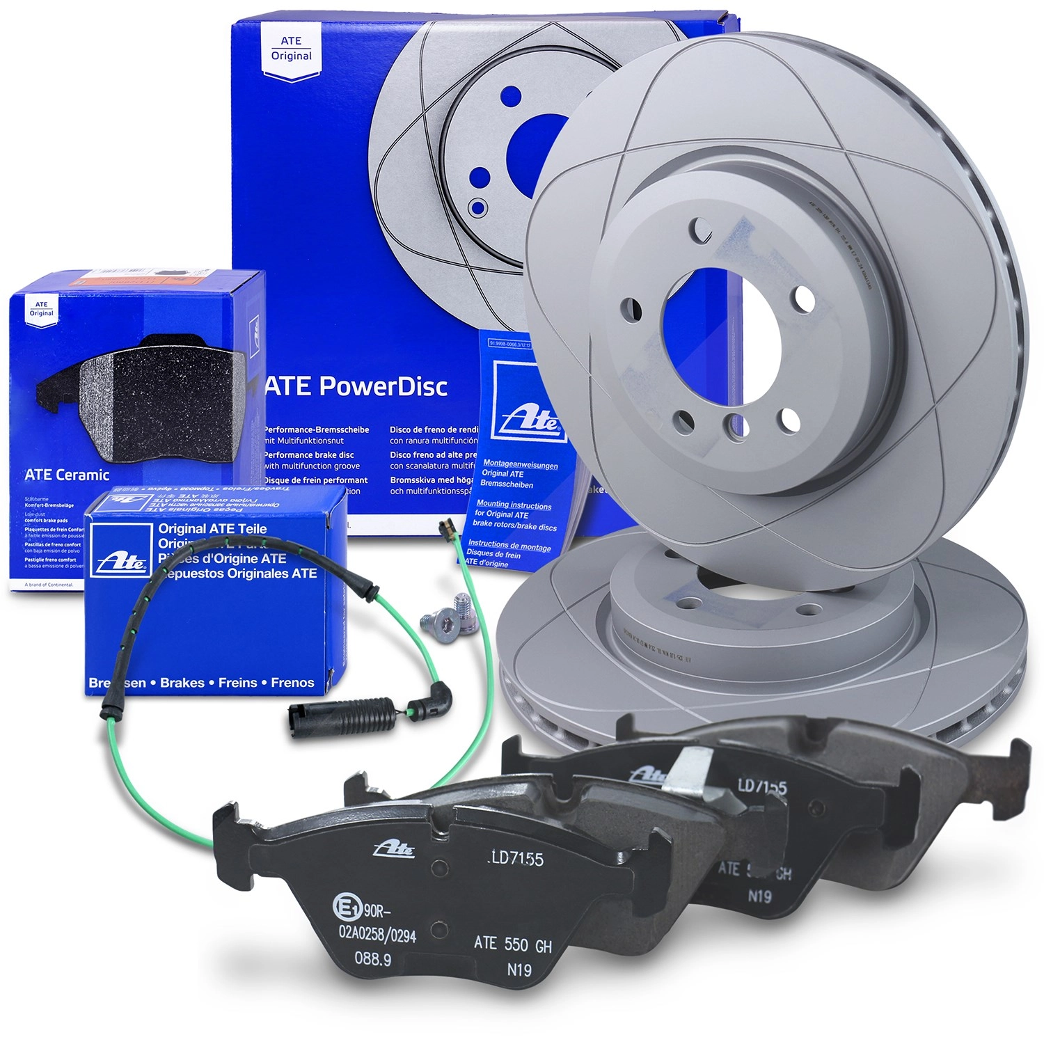 ATE Ate POWERDISC Bremsscheiben +CERAMIC Bremsbeläge +Warnkontakte vorne [Hersteller-Nr. 10698301] für BMW - Bild 4