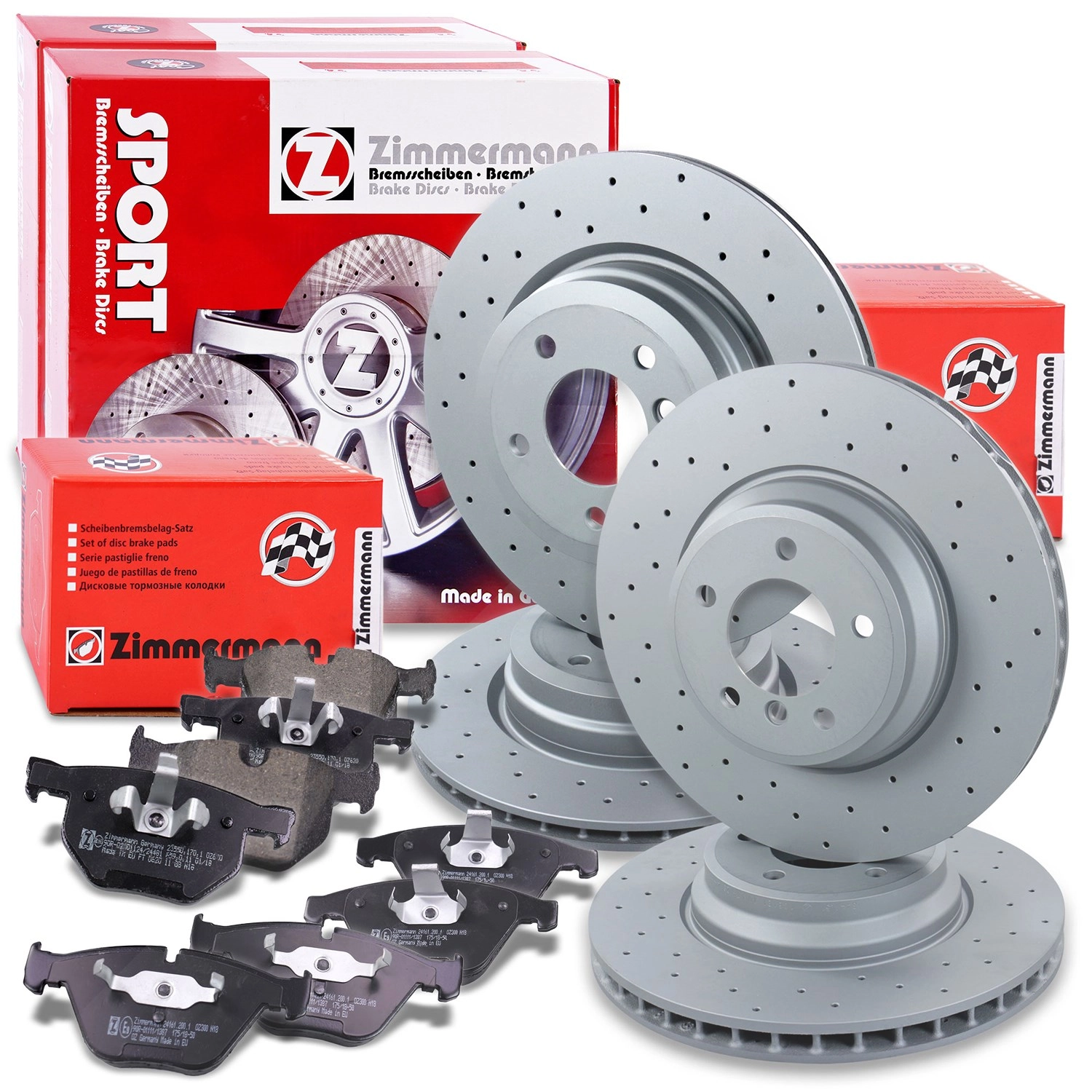 Zimmermann Zimmermann Sport-Bremsscheiben +Bremsbeläge vorne+hinten [Hersteller-Nr. 10698423] für BMW - Bild 1