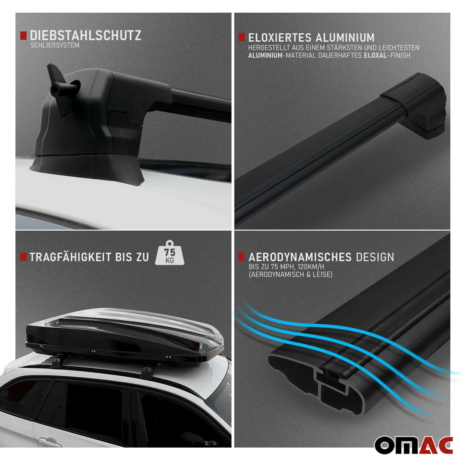 Dachträger Grundträger für BMW 1er F20 2011-2020 Gepäckträger Alu Schwarz 2x